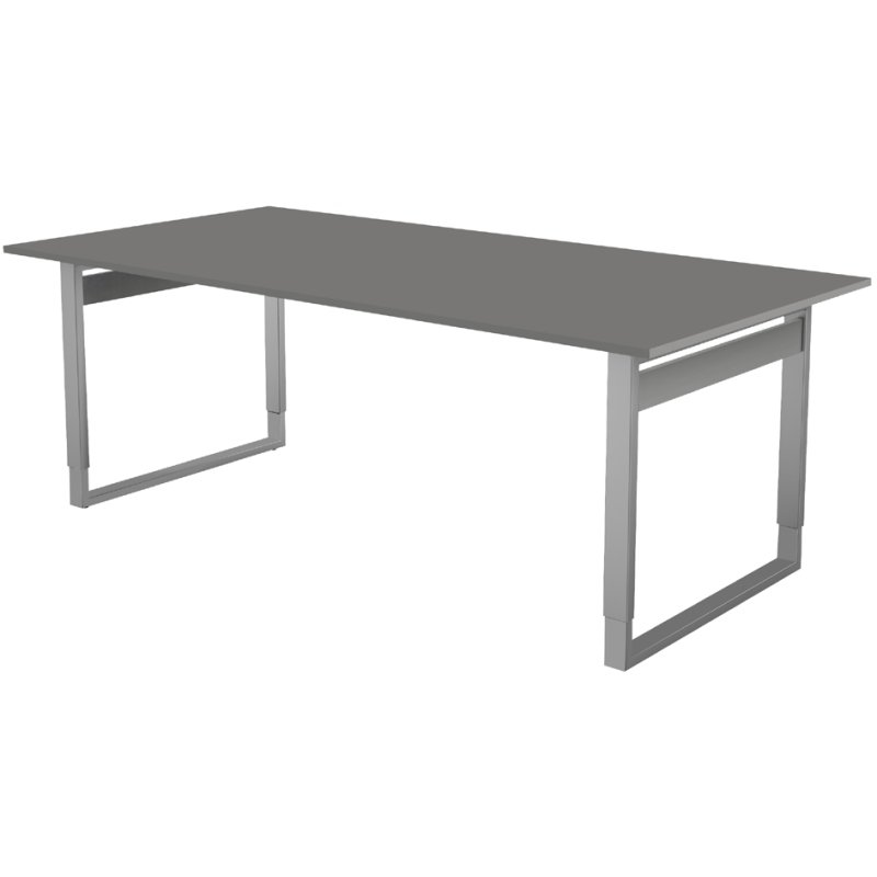 kerkmann table de conférence KonferForm 4047, hauteur réglable, 200×100 cm, gris clair