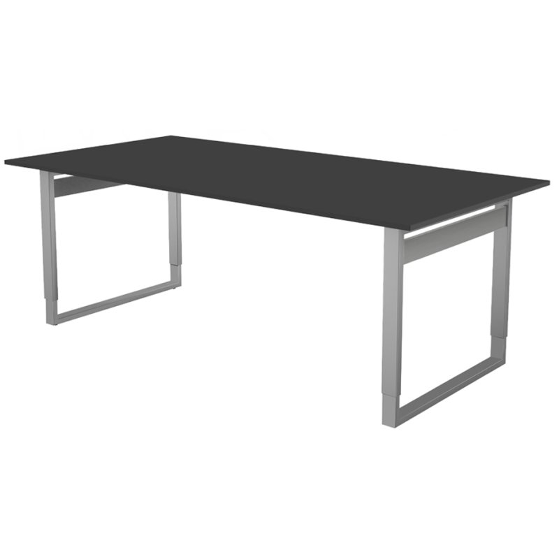 kerkmann table de conférence KonferForm 4047, hauteur réglable, 200×100 cm, gris clair