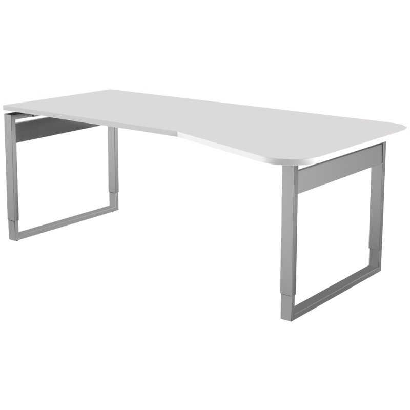 kerkmann Bureau informatique Form 5, piétement à bride, blanc, 195×80/100 cm, hauteur réglable