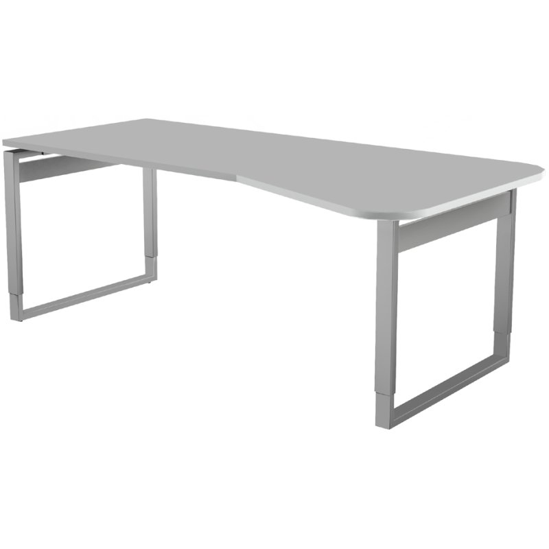 kerkmann Bureau informatique Form 5, piétement à bride, blanc, 195×80/100 cm, hauteur réglable