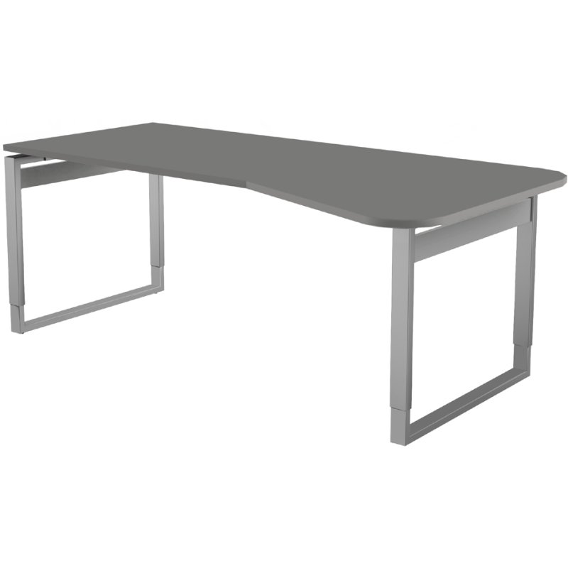 kerkmann Bureau informatique Form 5, piétement à bride, blanc, 195×80/100 cm, hauteur réglable