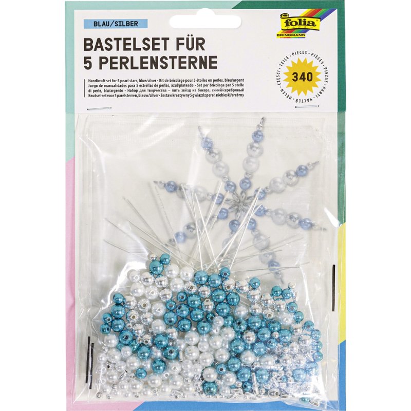 folia kralen sterren-set, 340-delig, rood/goud/parelwit
