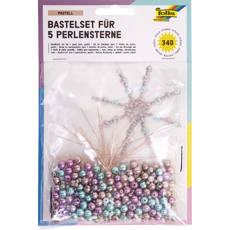 folia kralen sterren-set, 340-delig, rood/goud/parelwit