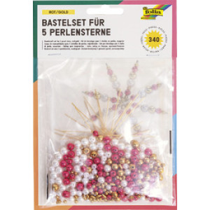 folia kralensterren-set, 340 stuks, blauw/zilver/paarlemoerachtig wit