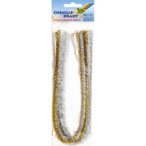 folia chenille pijpenragers Kerst, 500 mm, 5 kleuren, 10 stuks