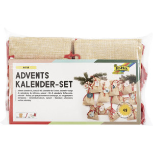 folia adventskalender set, jute-optiek, naturel, 24 zakjes