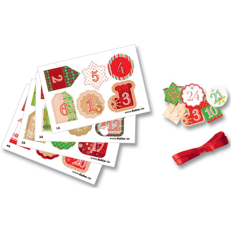 folia adventskalender set, jute-optiek, naturel, 24 zakjes
