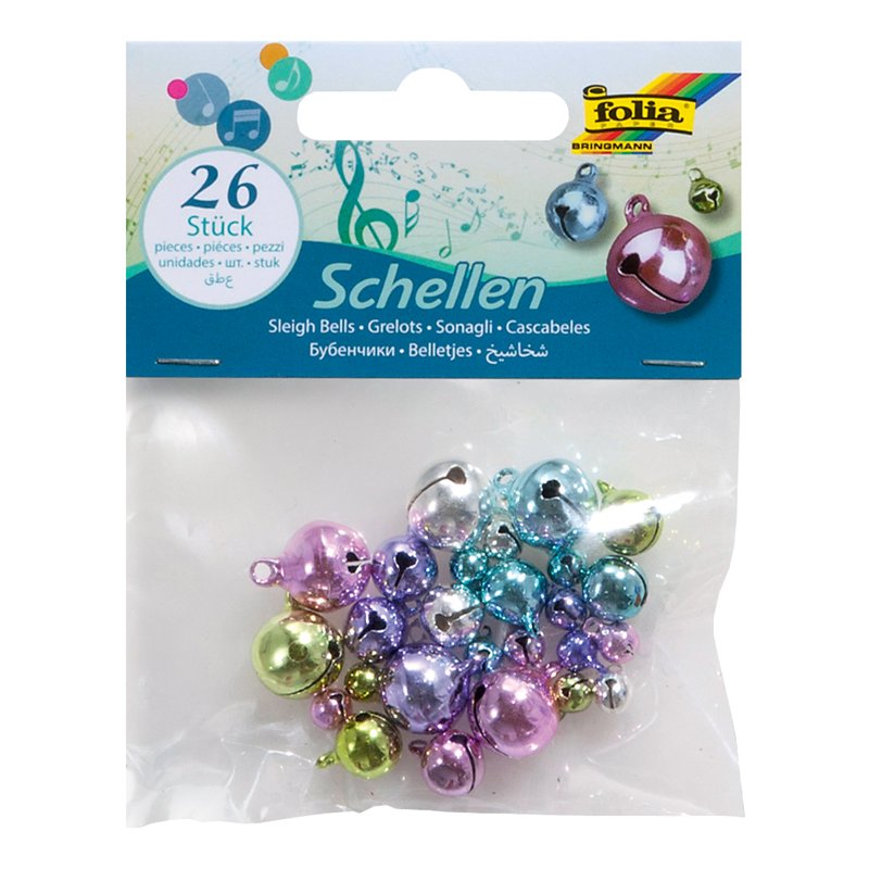folia metalen belletjes, 3 maten geassorteerd, goud en zilver, 26 stuks