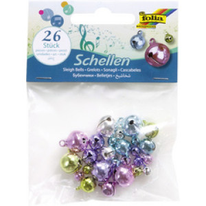 folia metalen belletjes, 3 maten geassorteerd, goud en zilver, 26 stuks