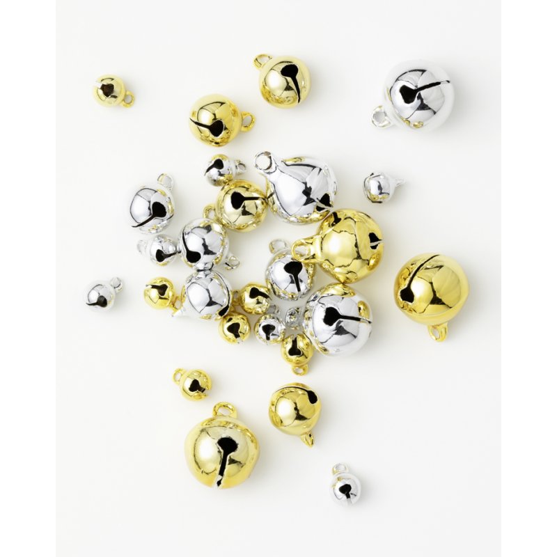 folia metalen belletjes, 3 maten geassorteerd, goud en zilver, 26 stuks