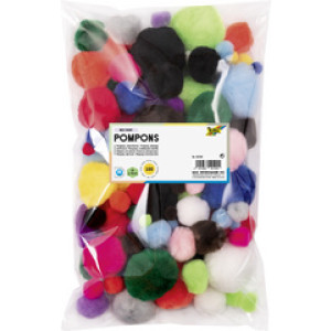 folia pom poms, gemengde maten en kleuren, 100 stuks