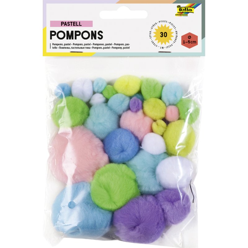 folia pom poms, gemengde maten en kleuren, 100 stuks