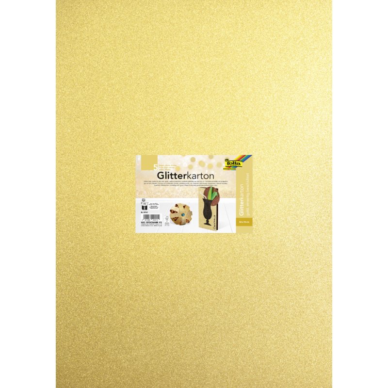 folia glitterkarton, goud, 500 × 700 mm, 300 g/m²
