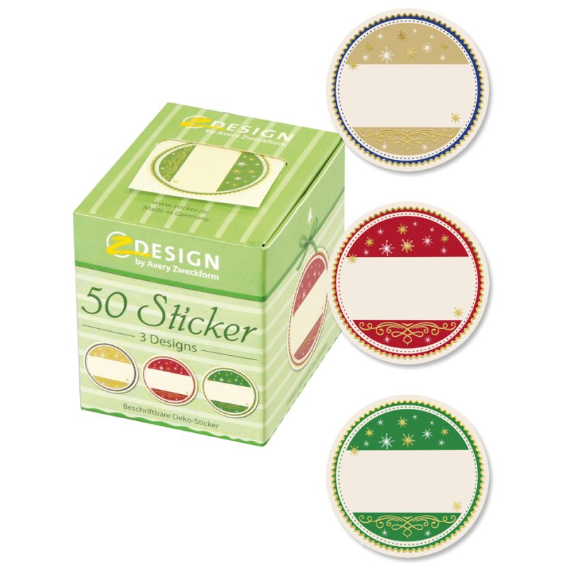 AVERY Zweckform etiketten op rol, kerstontwerp, 38 mm, 50 stuks