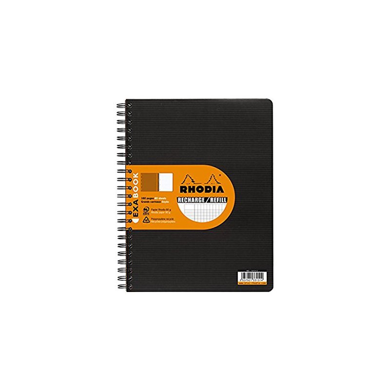 RHODIA EXABOOK A4+, black, squared, 80 sheets, 4-hole punched