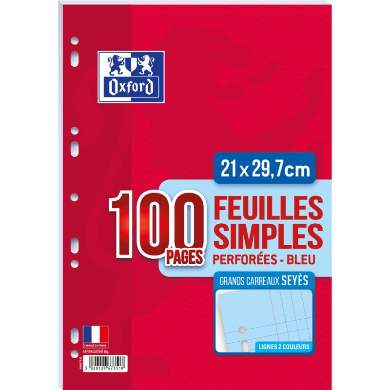 Oxford CONQUERANT recharges pour classeur à anneaux, lignées, A4, 50 feuilles