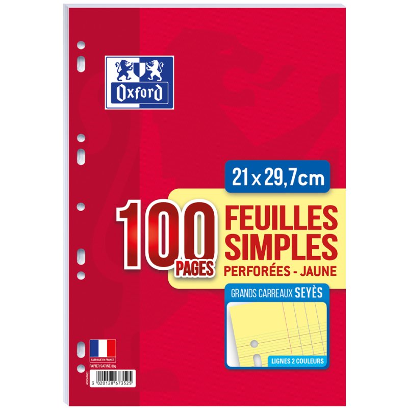 Oxford CONQUERANT recharges pour classeur à anneaux, lignées, A4, 50 feuilles