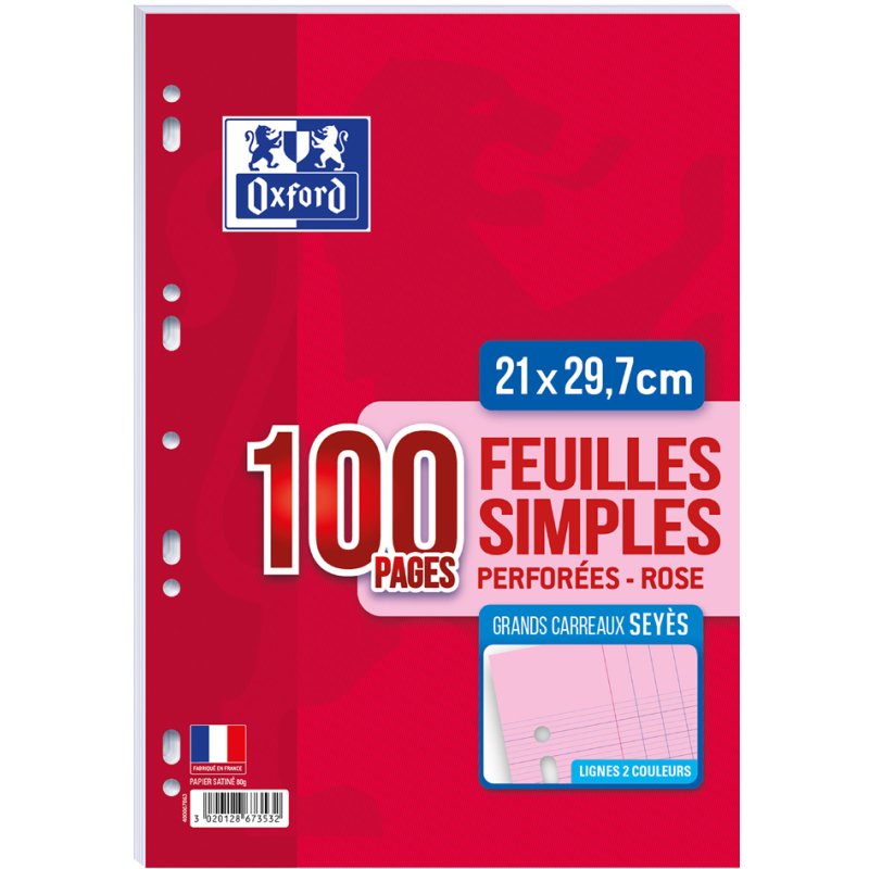 Oxford CONQUERANT recharges pour classeur à anneaux, lignées, A4, 50 feuilles