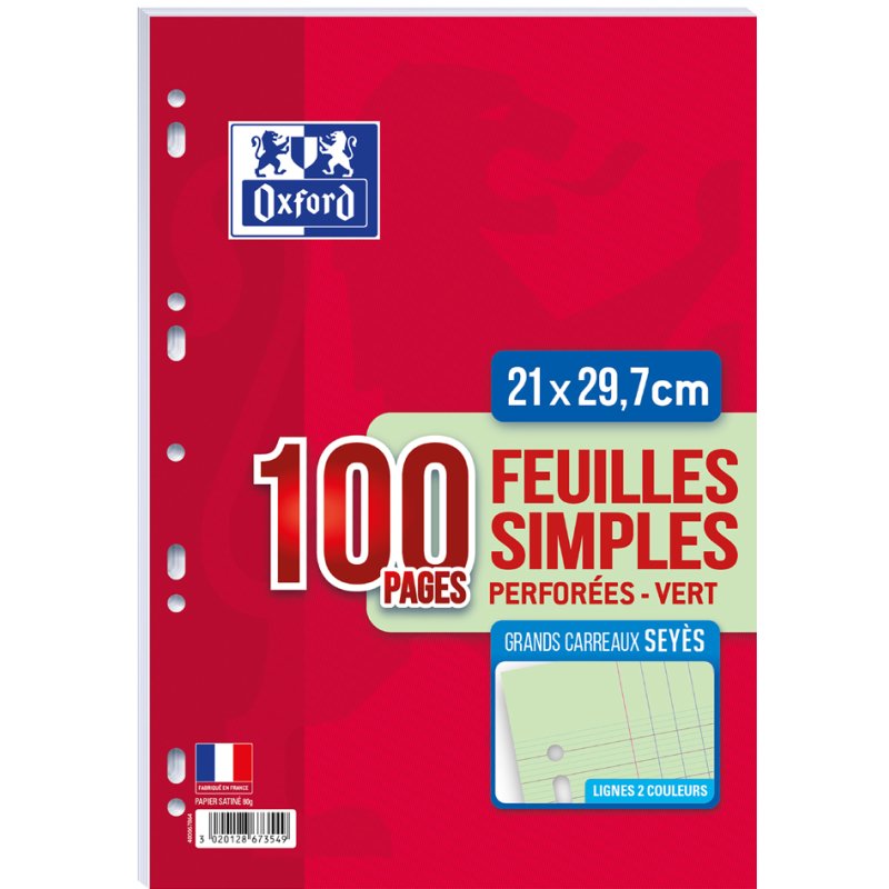 Oxford CONQUERANT recharges pour classeur à anneaux, lignées, A4, 50 feuilles