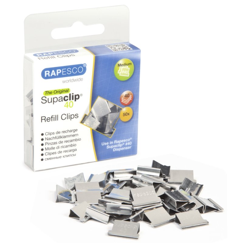 RAPESCO pinces à documents Supaclip 40, acier inoxydable, 200 pièces
