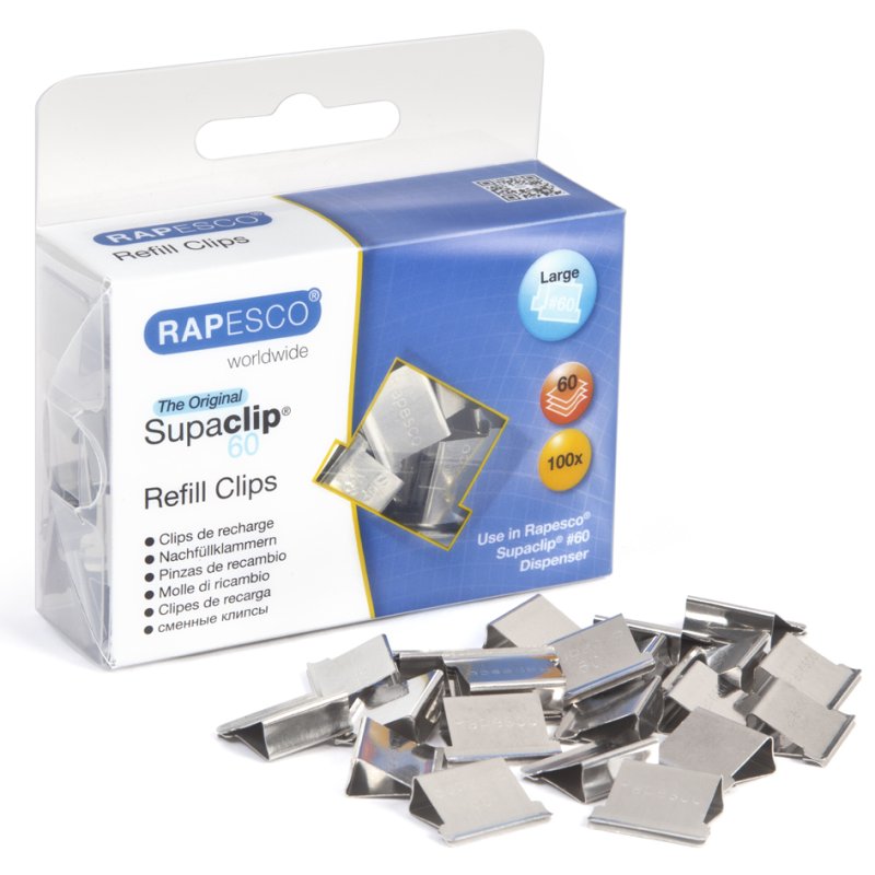 RAPESCO pinces à documents Supaclip 60, acier inoxydable, 250 pièces