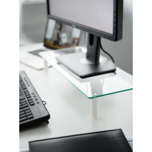 DIGITUS monitorstandaard glas, wit, 560×210×80 mm, max. 20 kg