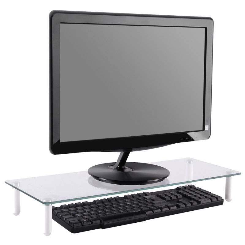 DIGITUS monitorstandaard glas, wit, 560×210×80 mm, max. 20 kg
