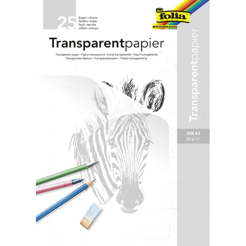 folia transparantpapier blok A4, wit transparant, 80 g/m², 25 vel