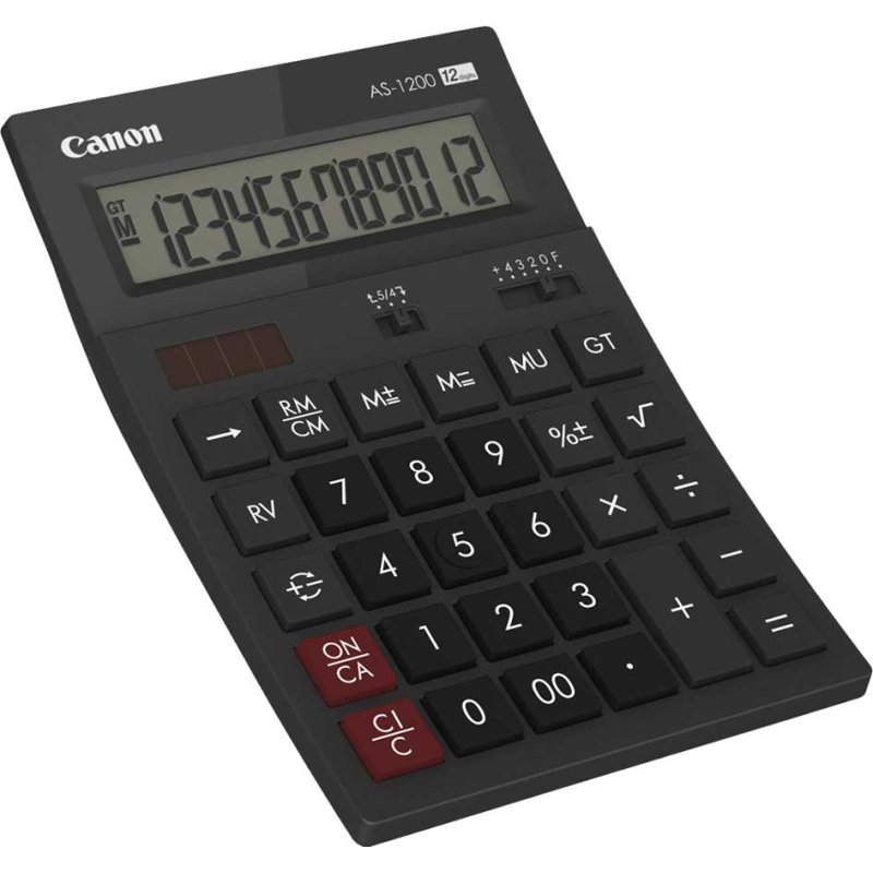 Canon AS-1200 calculator, solar/battery powered, black, 12-digit