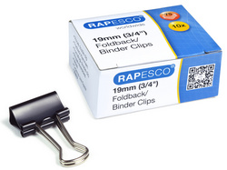 RAPESCO papierklemmen 50 mm, zwart, 10 stuks