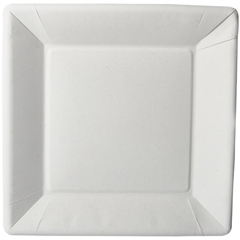 PAPSTAR assiettes carrées en carton, 22,5×22,5 cm, blanc, 50 pièces