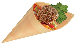 PAPSTAR fingerfood puntzakjes hout, diameter 80 mm, 155 mm lang, 50 stuks