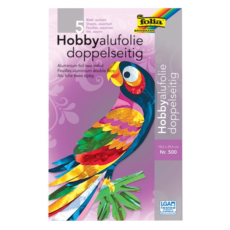 folia papier aluminium bricolage, 185×295 mm, 5 couleurs assorties, 5 feuilles
