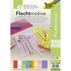 folia vlechtmotieven gekleurd karton, A4, 8 motieven, 48 stuks