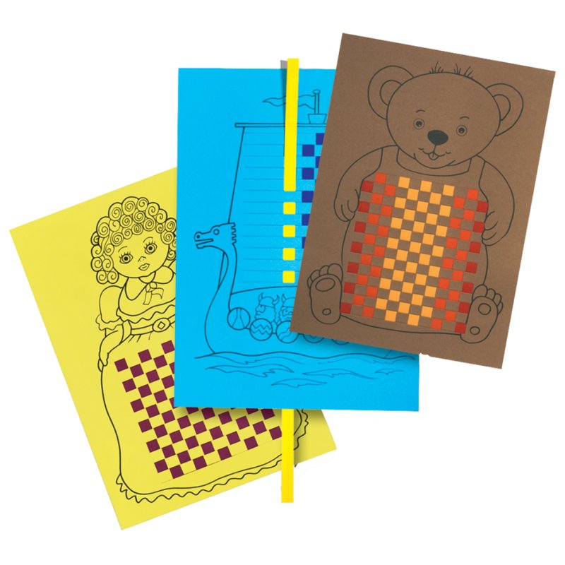folia vlechtmotieven gekleurd karton, A4, 8 motieven, 48 stuks