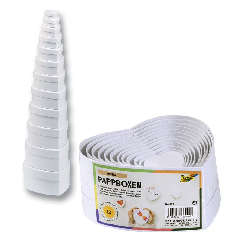 folia cadeaudozen Harten, 12 stuks verschillende groottes, wit