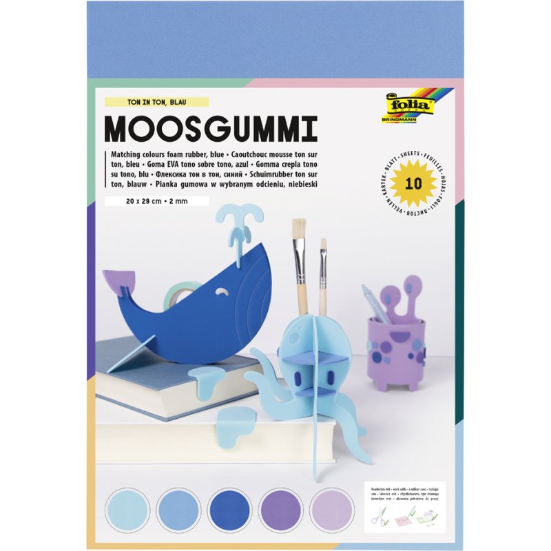 folia mosdecoratie, blauw tintmengsel, 2 mm, 10 stuks