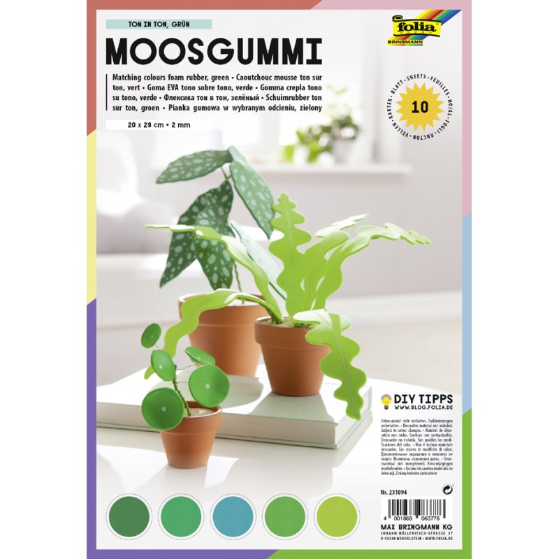 folia mosdecoratie, blauw tintmengsel, 2 mm, 10 stuks