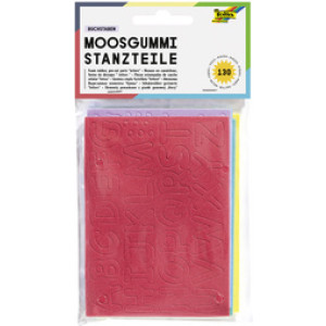 folia vilt letterstansen met mosrubber, 15×15 mm, 5 kleuren, 130 letters