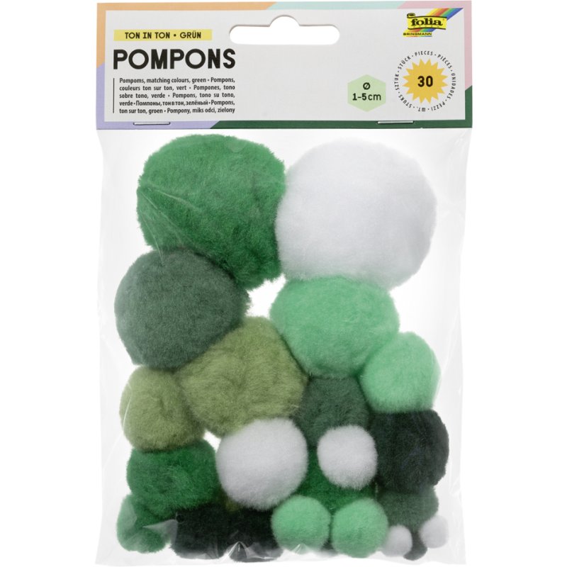 folia pomponnetjes, groenmengelingen, 10-50 mm, 30 stuks