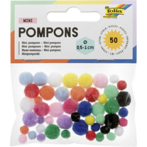 folia pomponnetjes gekleurd, 5-10 mm, 50 stuks