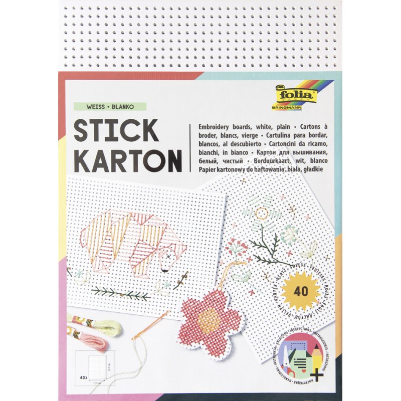 folia kartonplaten voor stikwerk, wit onbedrukt, 175 × 245 mm, 40 vel