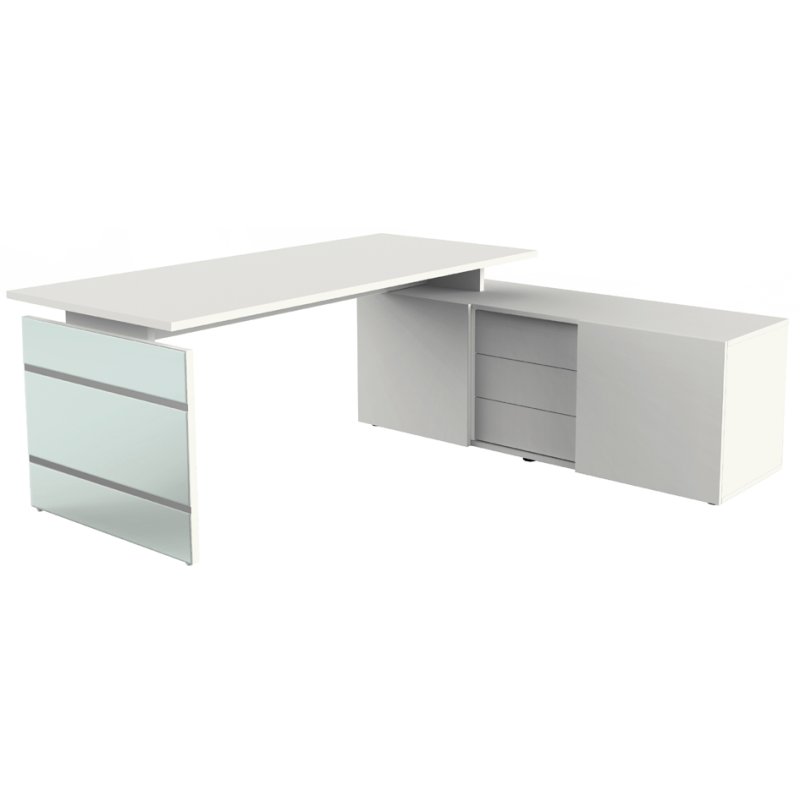 kerkmann complete workstation LUGANO, white, desk 180×80 cm, sideboard 160×50 cm