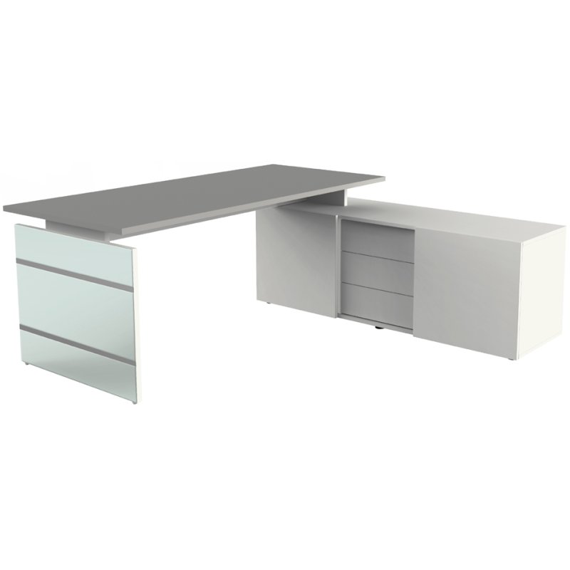 kerkmann complete workstation LUGANO, white, desk 180×80 cm, sideboard 160×50 cm