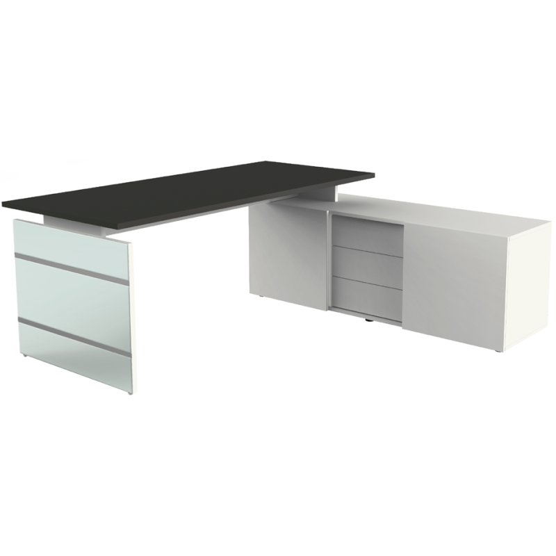 kerkmann complete workstation LUGANO, white, desk 180×80 cm, sideboard 160×50 cm