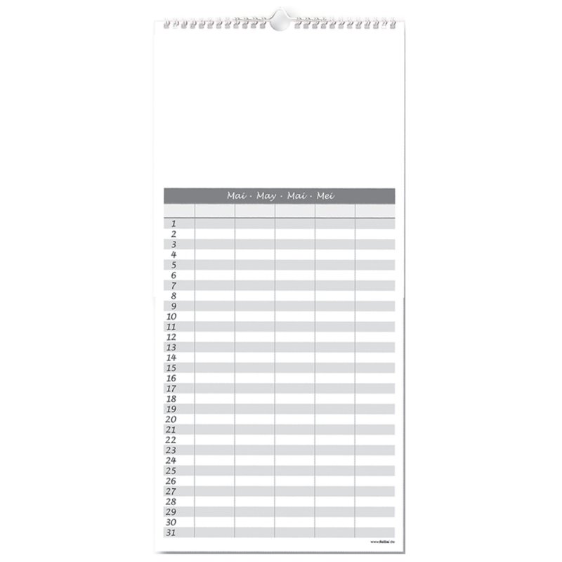 folia creatieve wandkalender Familieplanner, 230 × 490 mm, spiraalgebonden, 13 vel