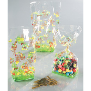 folia cellofaan zakjes, paasprint, 115×190 mm, 10 stuks