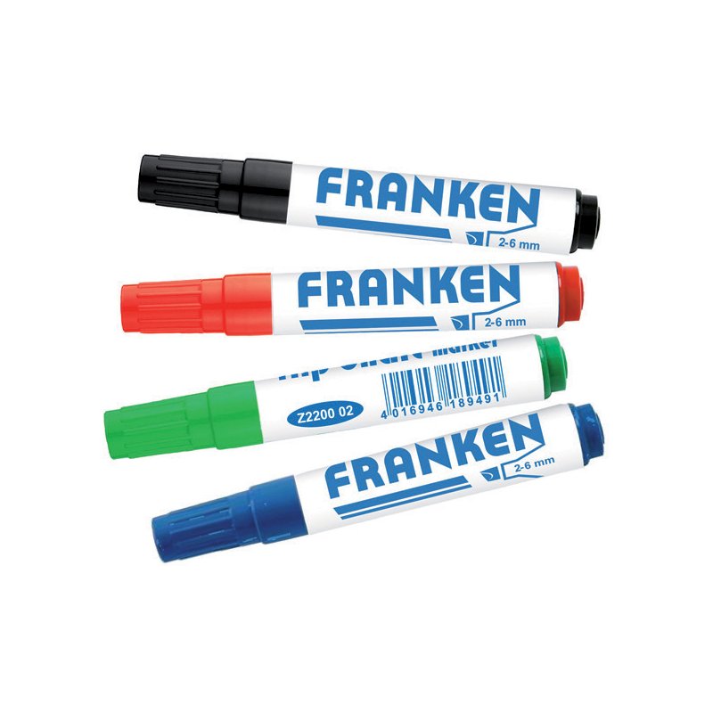 FRANKEN marqueurs pour tableau blanc, épaisseur 2-6 mm, 4 couleurs, 4 pièces