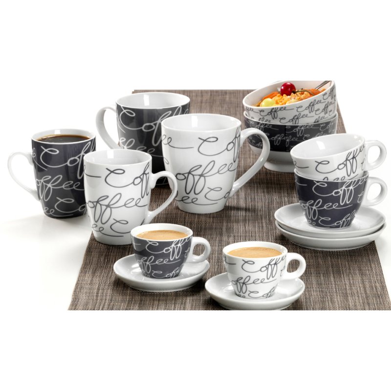 Ritzenhoff & Breker mug à café Cornello, 330 ml, porcelaine, blanc/gris, 6 pièces