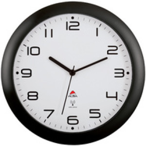ALBA radiogestuurde wandklok, zwart, 30 cm, automatische tijdinstelling